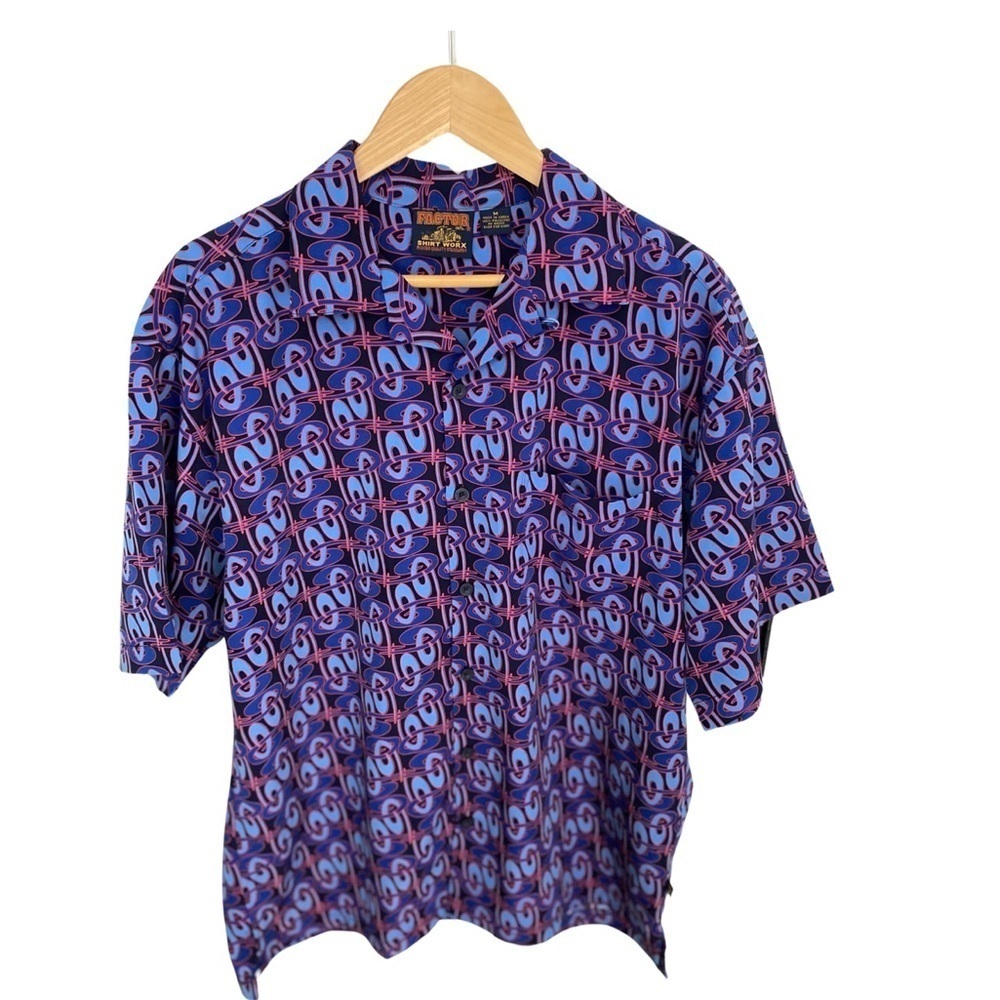 Factor Shirt Worx Men's Retro Looking Short Sleeve Button Down Size M